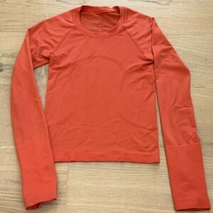Lululemon Swiftly Tech Long-Sleeve Shirt Waist Length orange 0